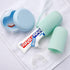 Anbbas 2pcs Double Bristle Head Denture Brush - Dental Cleaning Brush with Portable Toothbrush Cup Holder