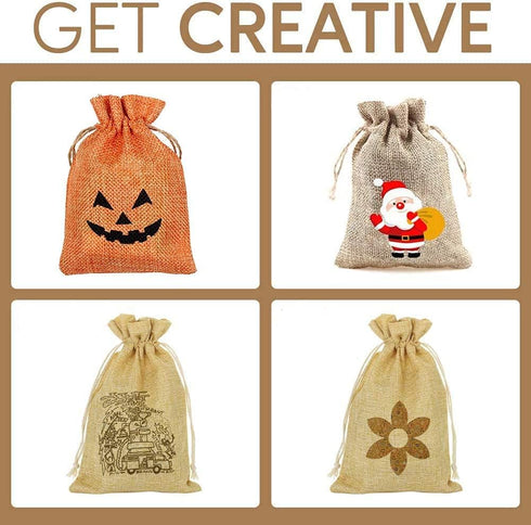 PH PandaHall 10pcs 5x7'' Burlap Bags with Drawstring - Advent Calendar Bag Gift Sachets, Jewelry Pouches, Sacks for