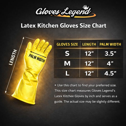 Reusable Dishwashing Gloves for Kitchen Cleaning - Medium & Small in Yellow