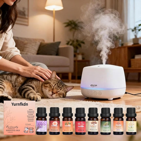 Yurnfkdn (8, Pet Friendly Aromatherapy Essential Oils Collection,Safe for Dogs and Cats,Natural Relaxation and Stress
