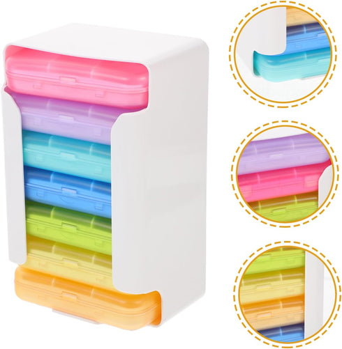 Holibanna Portable Weekly Medicine Organizer Case with Lid Lightweight Pill Box Container for Travel and Daily Use