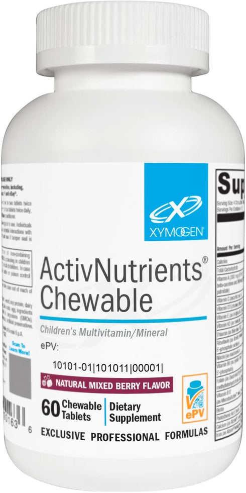 XYMOGEN Children's ActivNutrients Chewable - Mixed Berry Multivitamin for Kids, Multi Vitamin Multimineral for Wellness