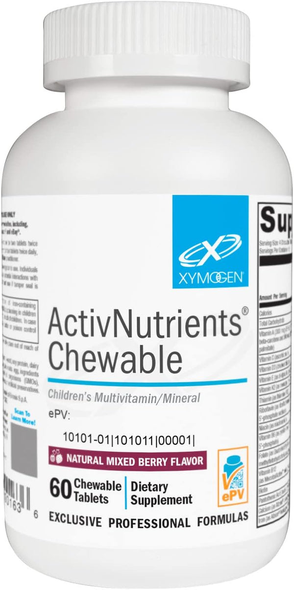 XYMOGEN Children's ActivNutrients Chewable - Mixed Berry Multivitamin for Kids, Multi Vitamin Multimineral for Wellness