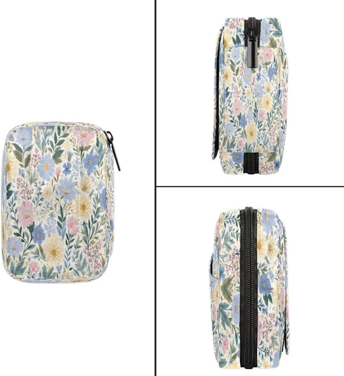 Skerhhux 7 Spring Flowers Art Pill Case Travel Pill Organizer Weekly Day Portable with Zipper Medicine Box Pill Case