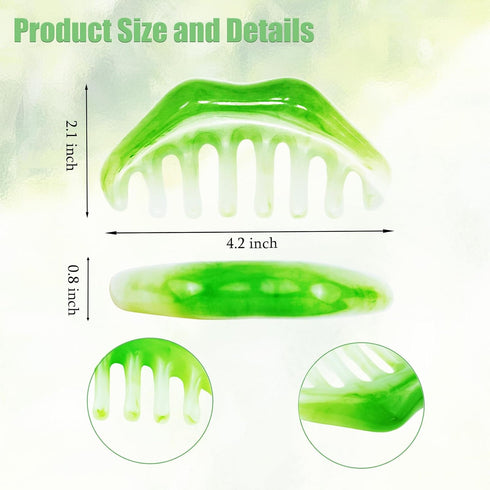 SHEHARUHI 3 PCS Jade Combs Massage Stone Head Scalp Neck Shoulder Massager Meridians Massager Esthetician Facial