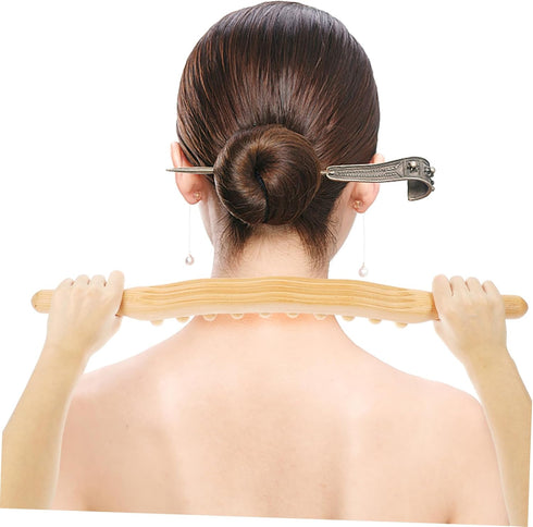 Wood Gua Sha Massage Tool with Beads Versatile Body Massage Stick for Deep Tissue Relief Acupoint Therapy and Muscle