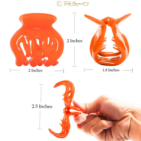 RC ROCHE ORNAMENT 6 Pcs Medium Jelly Candy Multicolor Hair Pumpkin Interlocking Teeth Claw Clip for Women