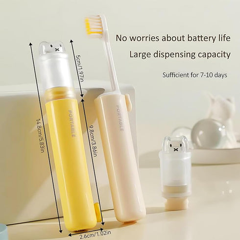 Set,Portable Set,with Brush,1 Foldable Travel Toothbrush Mini Travel Toothbrush Potable Cover Soft Toothpaste Dispenser