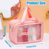 Travel Toiletry Bag - Large Clear Makeup Bag, 2 in 1 Waterproof Skin Care Bag for Toiletries (Pink)