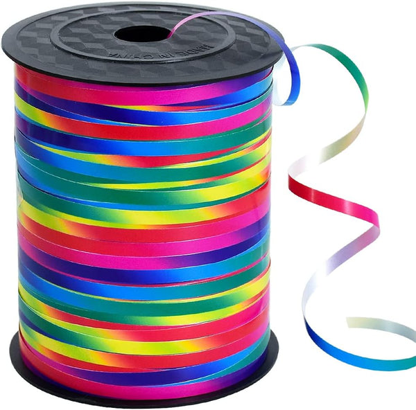 BEISHIDA 500 Yards Rainbow Curling Ribbon Balloon String, Multicolor for Crafts, Gift Wrapping, Party Decorations