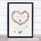 The Card Zoo New Baby Birth Details Christening Nursery Heart Wreath Butterfly Gift Print