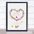 The Card Zoo New Baby Birth Details Christening Nursery Heart Wreath Butterfly Gift Print