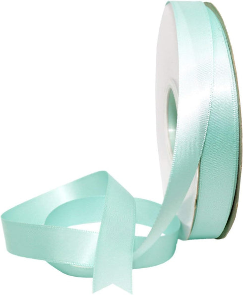 Morex Ribbon Double Face Satin Ribbon 3/8" X 50 YD Aqua for Gift Wrapping, Birthday Gift Cards, Wedding Crafts