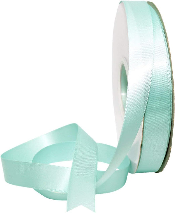 Morex Ribbon Double Face Satin Ribbon 3/8" X 50 YD Aqua for Gift Wrapping, Birthday Gift Cards, Wedding Crafts