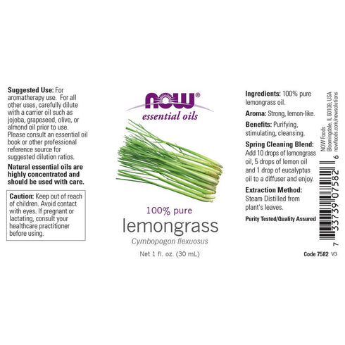 NOW Lemongrass Oil, 1-Ounce (Pack Of 2)