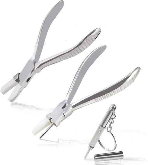 Round Nylon Jaw Eyeglasses Frame Pliers, 2 PCS Repair Kit with Screwdriver for Eyeglass Adjusting