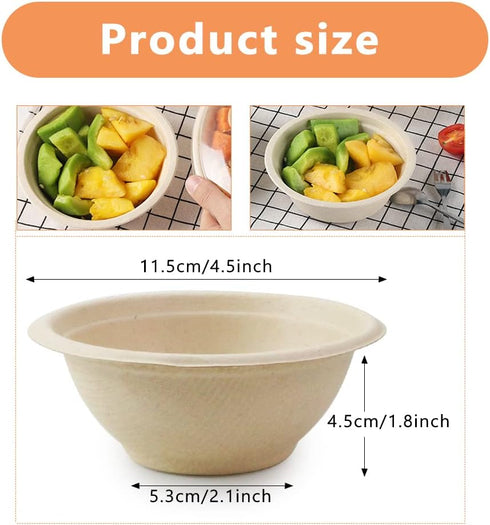 100 Pack Small Disposable Soup Bowls Compostable 8oz,Chili Bowls,Recycled Paper Bowls For Hot Soup,Ice Cream,Salad,Snack,Dessert,Pasta,Picnic,Side Dishes Biodegradable Bowls (Brown) by Oomcu