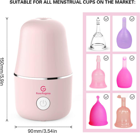 ROSA RUGOSA 3-in-1 99.9% Menstrual Cup Sterilizer, Steamer Cleaner for Cleans, Dries, and Stores Your Period Cup- Auto