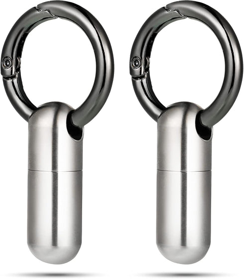 2 Pieces Waterproof Tiny Keychain Pill Holder, Portable Mini Titanium Alloy Pill Box Case for Travel Purse Pocket