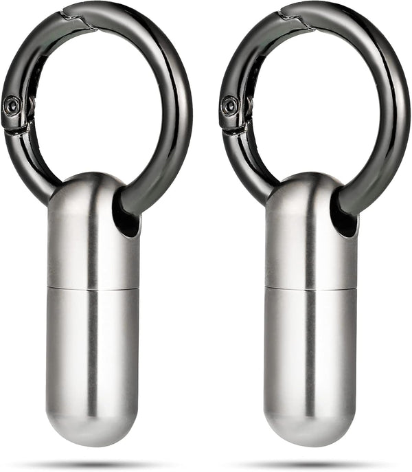 2 Pieces Waterproof Tiny Keychain Pill Holder, Portable Mini Titanium Alloy Pill Box Case for Travel Purse Pocket