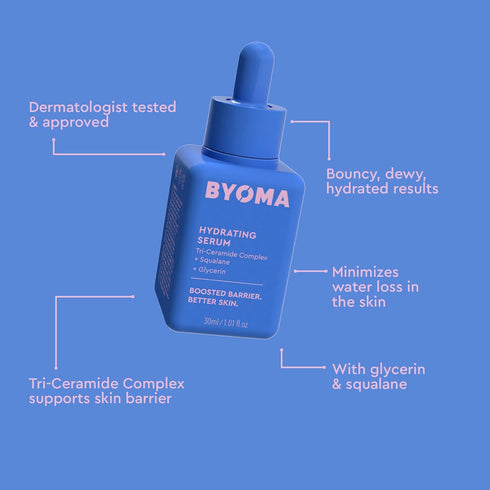 BYOMA Hydrating Serum, Moisturizing Facial Serum with Squalane, Glycerin & Ceramides, 1.01 fl. oz for Glowing Skin