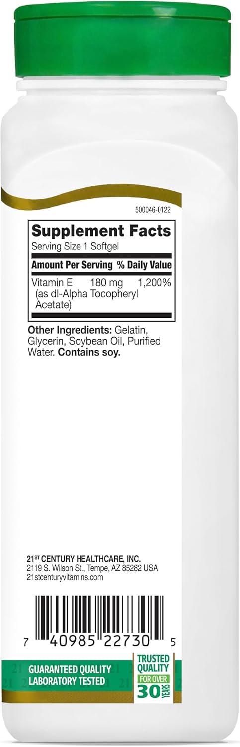21st Century E 400 I.U. (Dl-Alpha) Softgels, 250 Count