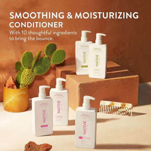 Native Vanilla & Cactus Flower Conditioner Set Contains Naturally Derived Ingredients |All Hair Type Color & Treated, Fine to Dry Damaged, Sulfate & Dye Free, 2-Pack