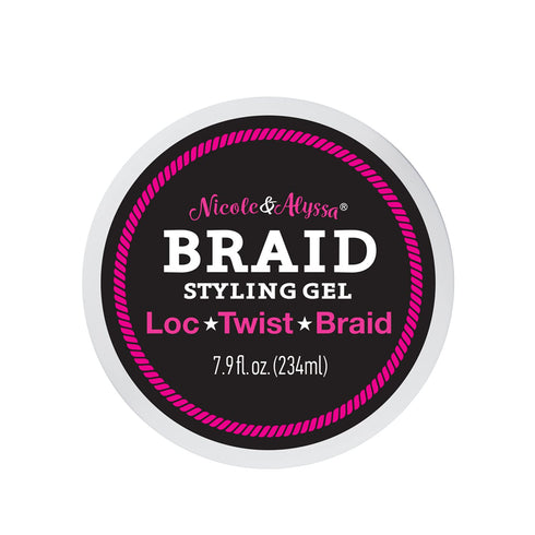 Nicole & Alyssa Braid Styling Gel, 7.9 oz, Healthy Frizz-Free Hold for Locs, Twists, and Braids