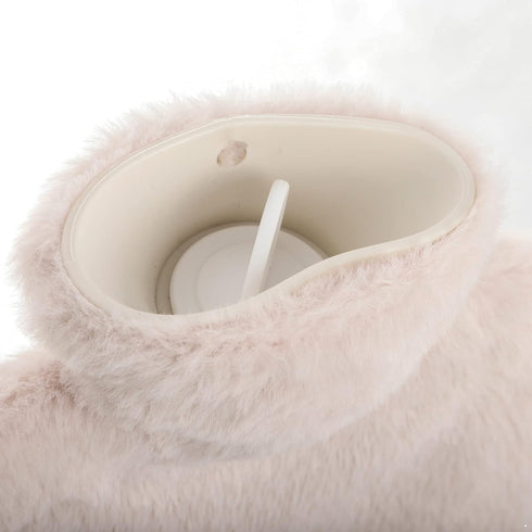 iiniim 2L Hot Water Bottle Bag with Faux Fur Plush Cover Hand Warmer for Pain Relief, Back, Neck and Shoulders Khaki