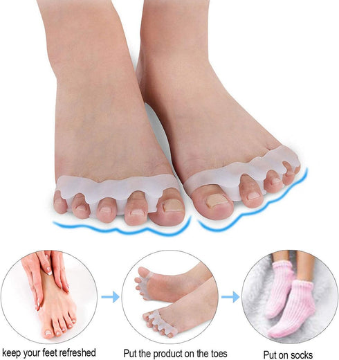 2 Pairs Toe Separators for Bunion, Toe Spreader Gel, Bunion Corrector for Women Men, Gel Toe Spacers, Hammer Toe Straightener, Toe Correctors, Toe Stretcher for Foot Pain Relief, Overlapping Toes