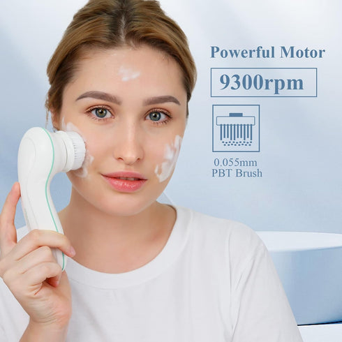 TOUCHBeauty Electric Facial Cleansing Brush with Stand, 3 Brush Heads, 2 Speeds, IPX5 Waterproof