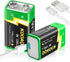 9V Rechargeable Batteries, High Capacity 1300mAh (2024 New Version) for Smoke Detector/Alarms, Metal Detector,