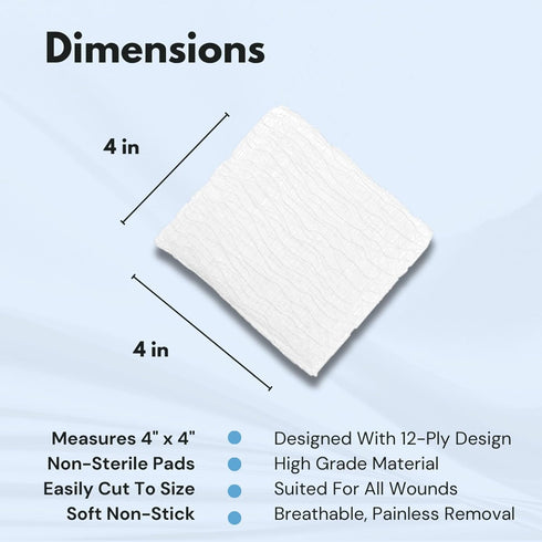 Dealmed 4" x 4" Surgical Sponges, 12-Ply Absorbent Woven Gauze Pads, 200 Count for First Aid