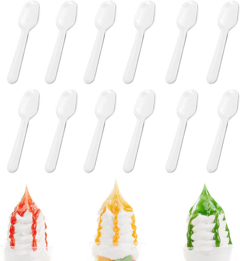 500PCS Clear Plastic Cutlery, Disposable Small Spoons for Tasting Dessert, Jelly, Ice Cream, Cake
