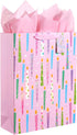 SUNCOLOR 16" Extra Large Gift Bag with Tissue Paper for Girls, Happy Birthday Candles