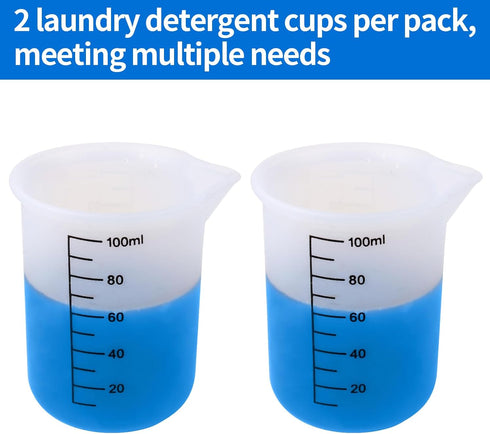 Silicone Laundry Detergent Measuring Cup, Washable, 2pcs, No More Mess or Leaks