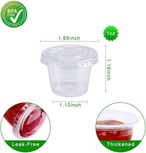 200-1oz Clear Polypropylene Small Plastic Containers with Lids