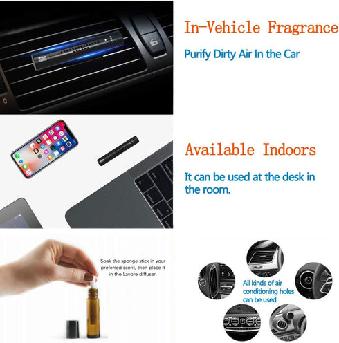 Car Diffuser Vent Clip Pack of 2 with 12 Refill Sticks, Essential Oil Diffuser Car Aromatherapy