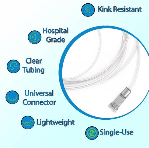 7 Foot Oxygen Nasal Cannula - 5 Pack Soft Fit Cannulas for Oxygen, Lightweight Kink Resistant Tubing