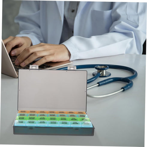 Large Portable Pill Organizer - Durable Weekly Medicine Dispenser