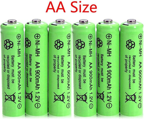 10 Packs 1.2V AA 900mAh Ni-MH Rechargeable Batteries for Solar Lights, Garden Lights, Remotes, Mice