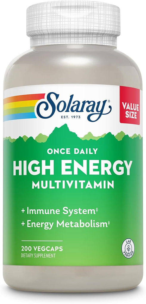 SOLARAY Once Daily High Energy Multivitamin for Women and Men - 200 VegCaps, Immune Support