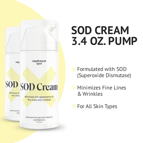 Superoxide Dismutase (SOD) Anti-Aging Cream - Face Moisturizer for Fine Lines & Wrinkles, 3.4 oz