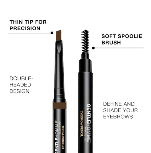 Men’s Eyebrow Pencil - 2-in-1 Brow Brush & Ultra-Thin Lead Pencil, Long-Lasting Color - Brown - 1pk