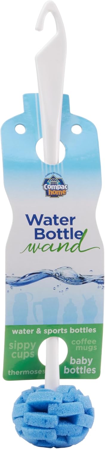 Compac Home Water Bottle Wand - 12 Inch Long Handle Sponge Brush for Cleaning Thermos, Coffee Mugs, 3 Count