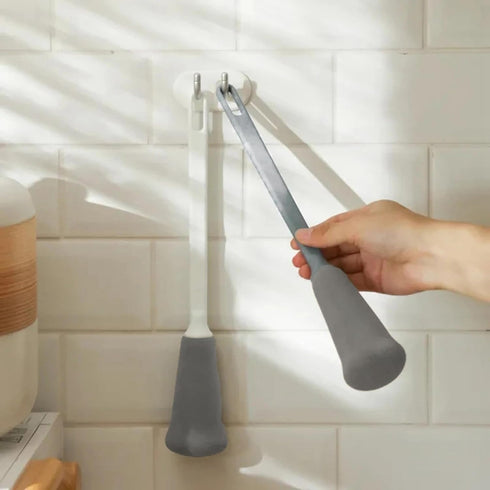 Grey Long Handle Cleaning Sponge Brush - Decontamination Cup Brush, Multifunctional Household Cleaning Brush