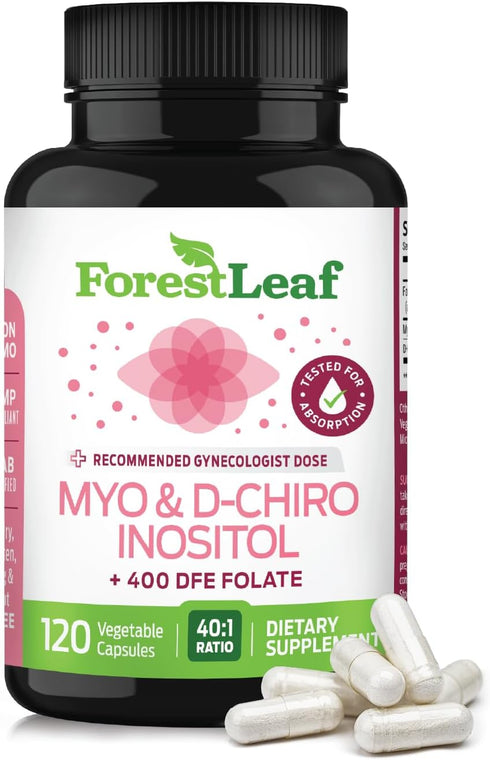Myo-Inositol & D-Chiro Inositol Supplement - Women's Health Fertility Support, 2050mg, 120 Powder Caps, Hormone Balance