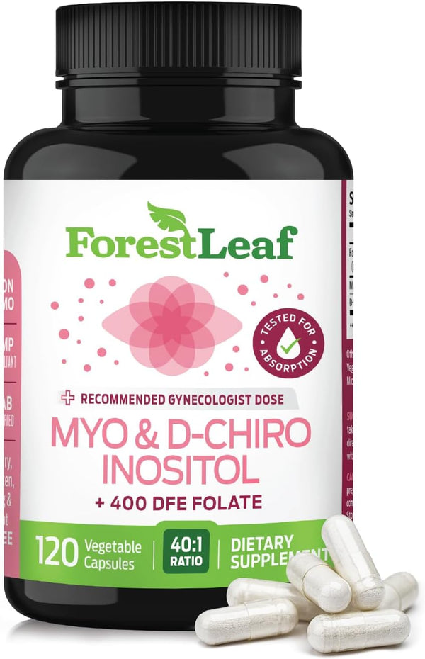 Myo-Inositol & D-Chiro Inositol Supplement - Women's Health Fertility Support, 2050mg, 120 Powder Caps, Hormone Balance