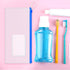 Fulmoon 100 Pcs Clear Dental Zipper Pouches 10 x 4 Inch with Card Slot for Dental Hygiene Products (Blue)
