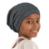 Silky Lined Satin Bonnet with Adjustable Elastic Band for Teens and Toddlers, Gray